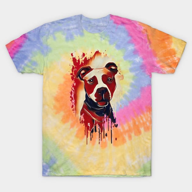 Pitbull dog Tie Dye art design T-Shirt by BostonBulldog